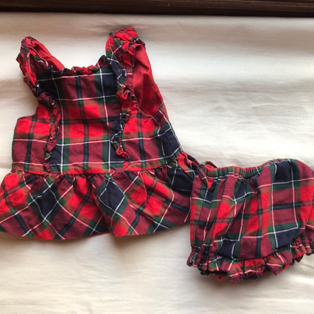 Janie and Jack 3-6month tartan  plaid holiday Christmas